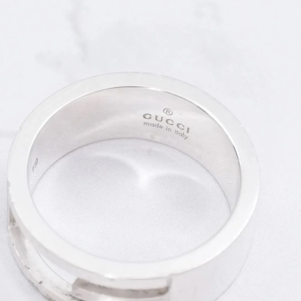 Authentic Gucci Classic G Logo Monogram 925 Sterling Silver Band Ring Size 9.5 - Picture 9 of 11